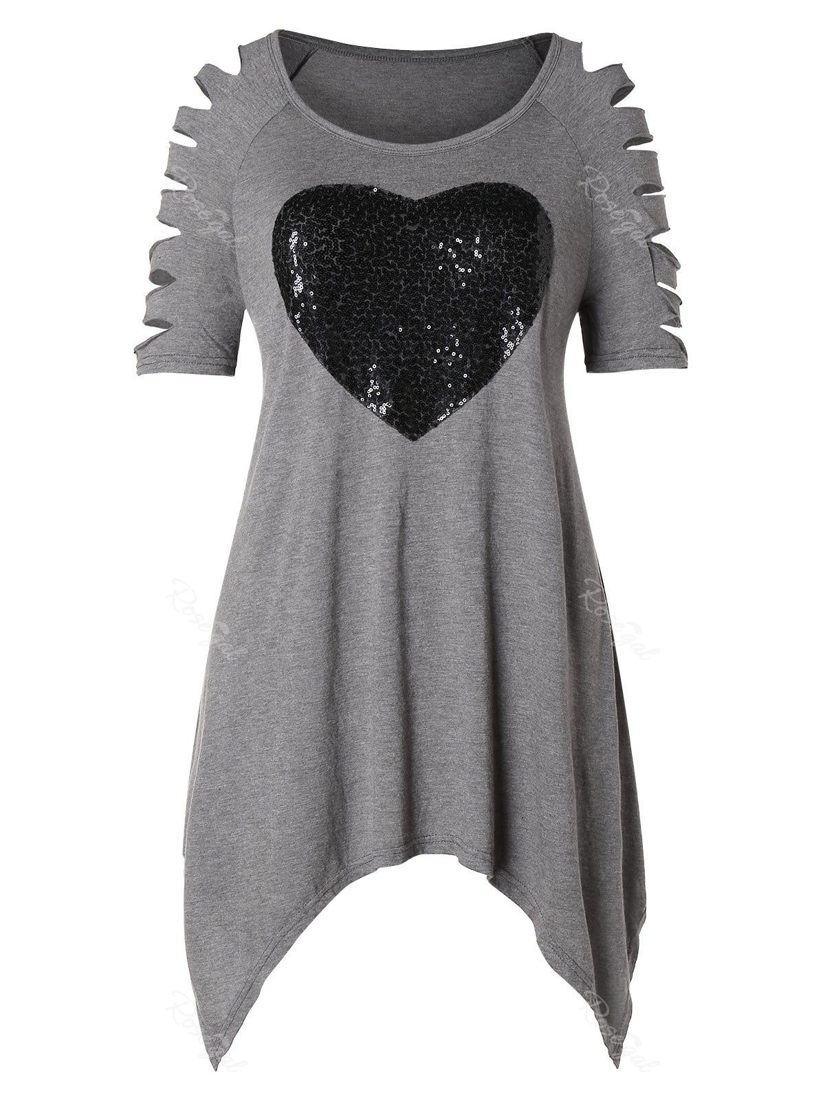 

Plus Size Lattice Cut Out T Shirt, Dark gray