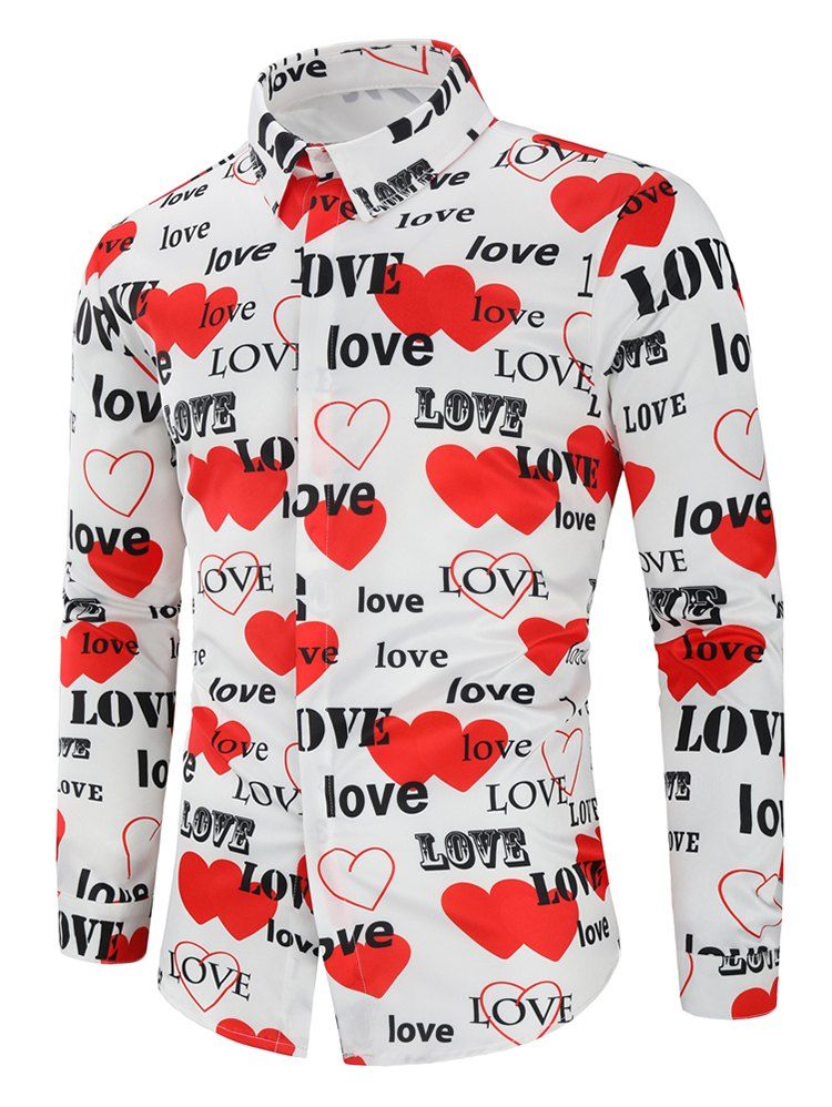 

Love Letters Heart Printed Valentine' Day Shirt, Multi