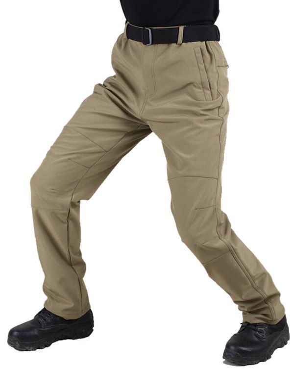 

Long Straight Solid Color Plush Pants, Khaki