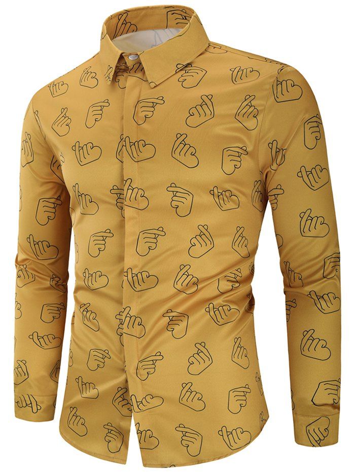 

Finger Heart Print Valentine's Day Shirt, Multi