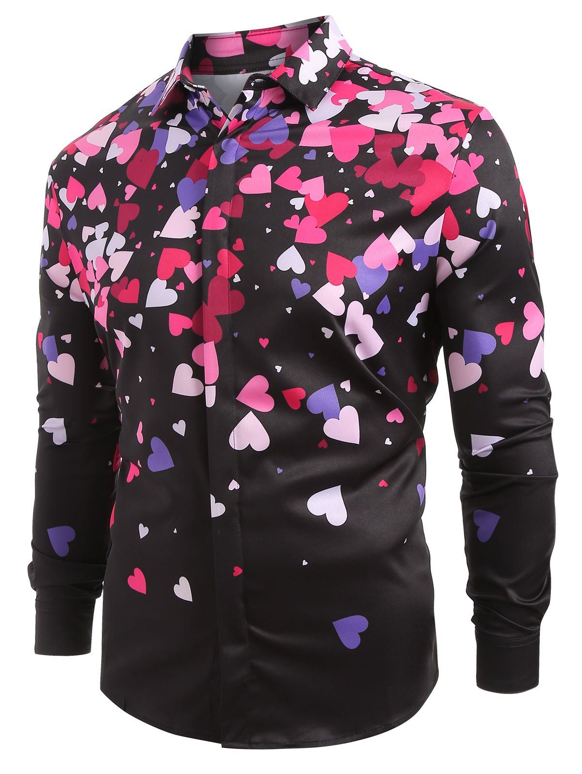 

Small Love Hearts Print Long Sleeve Shirt, Black