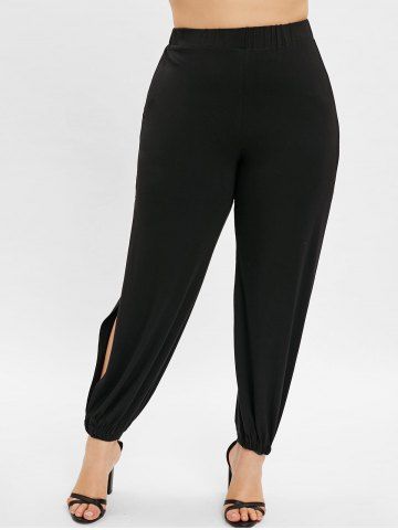 

Plus Size High Rise Split Pants, Black