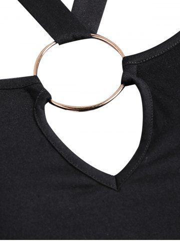 

O Ring Plus Size Overlap T-shirt, Black