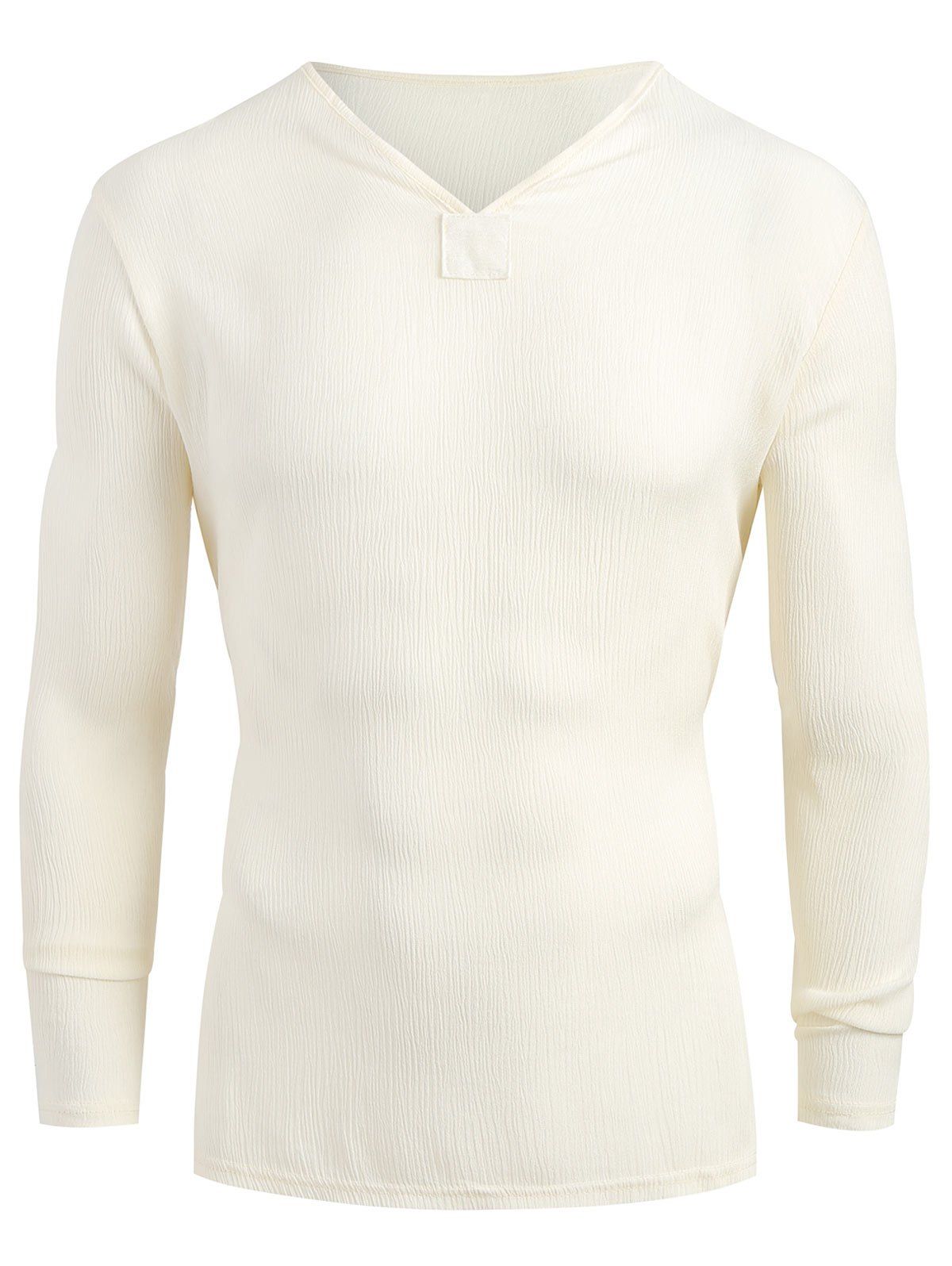 

Long Sleeves V-Neck High Low Shirt, Beige