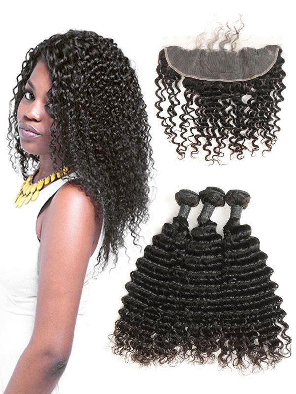 69 Off Deep Wave Brazilian Virgin Human Hair Weaves With Lace