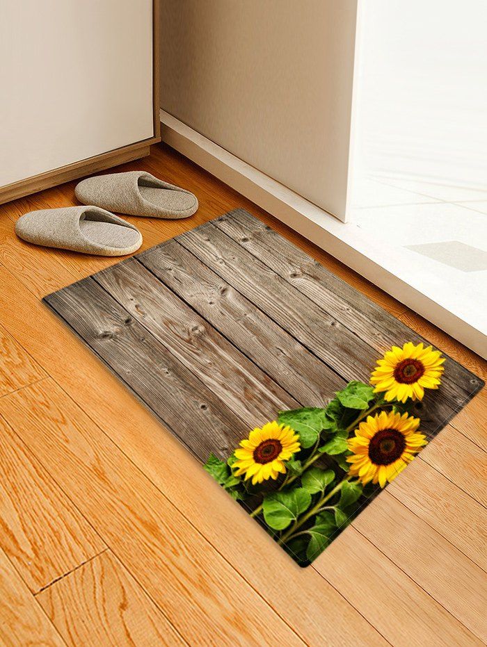 

Sunflowers Wood Board Print Floor Mat, Multi