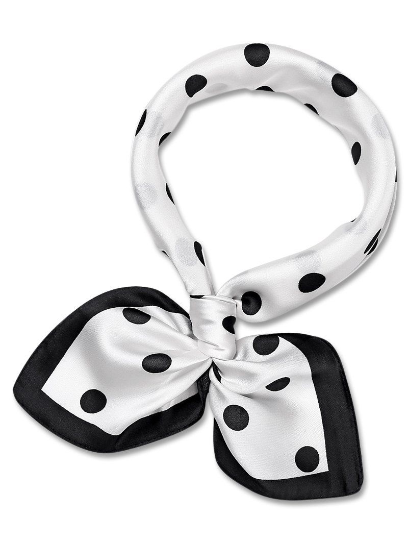 

Faux Silk Dot Decoration Scarf, Black