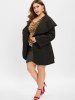 Turn Down Collar Plus Size Belted Coat -  