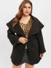 Turn Down Collar Plus Size Belted Coat -  