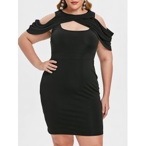 

Plus Size Cold Shoulder Cut Out Bodycon Dress, Black