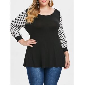 

Plus Size Polka Dot Cut Out T-shirt, Black