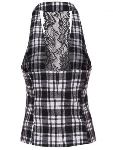 

Button Fly Plaid Panel Vest, Multi