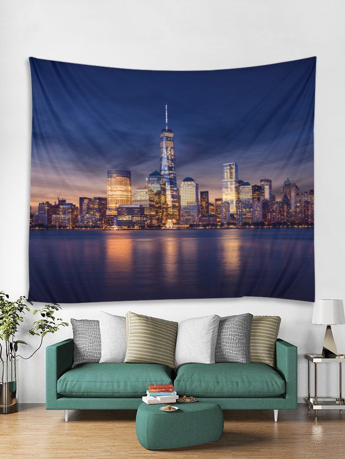 

City Reflection Print Tapestry Wall Hanging Art Decoration, Multi