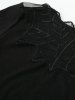 Sheer Mesh Panel Embroidery T Shirt -  