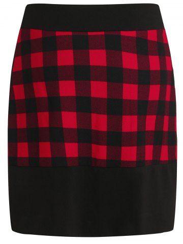 

High Rise Plaid Mini Skirt, Red