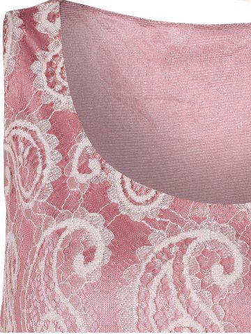 

Paisley Lace Asymmetrical Plus Size Layered Tank Top, Deep pink