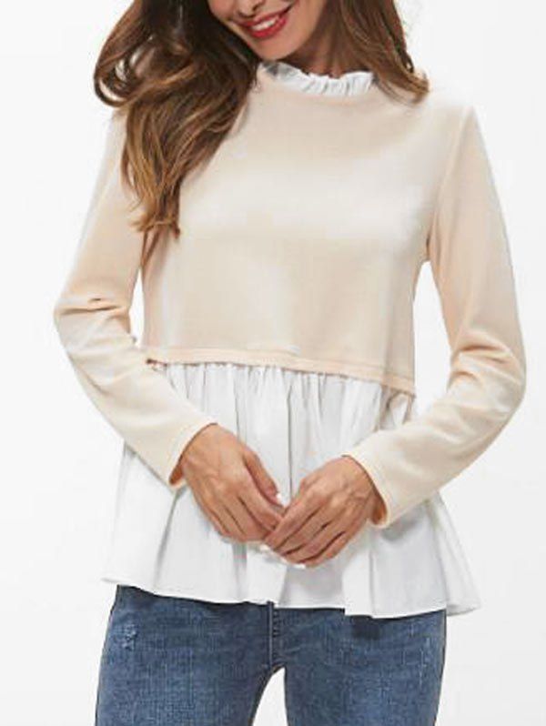 

Two Tone Ruffle T Shirt, Apricot