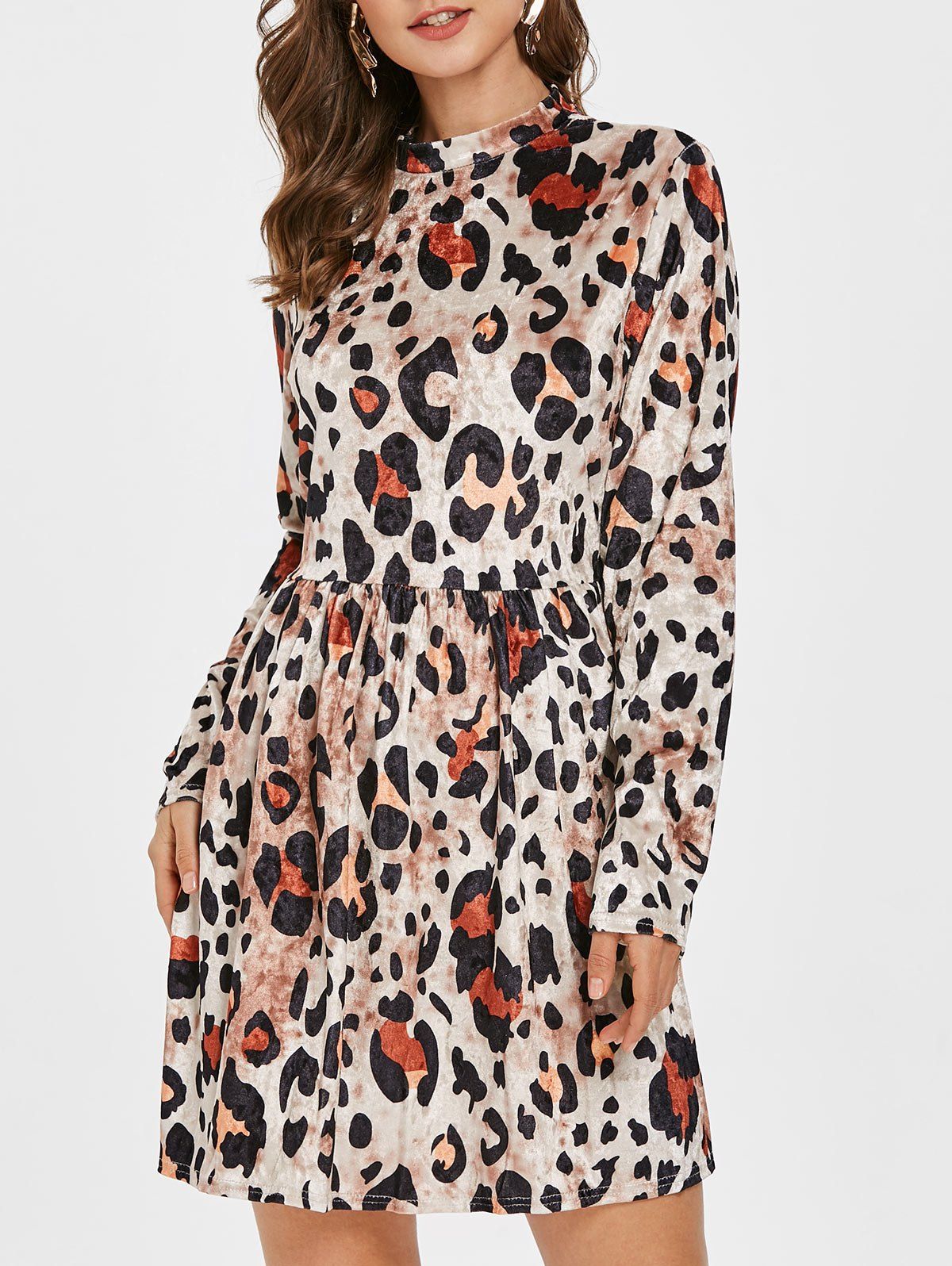 

Leopard Print Mini A Line Dress, Multi