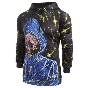 

Skull Pattern Kangaroo Pocket Hoodie, Multi