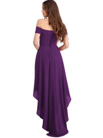 

High Low Hem Off The Shoulder Dress, Purple