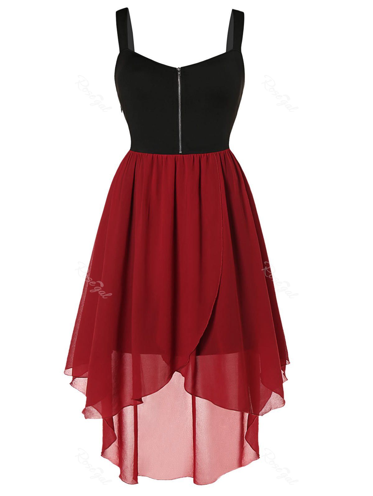 

Plus Size Overlay Asymmetrical Midi Dress, Multi