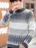 Geometric Pattern Soft Pullover Knit Sweater -  