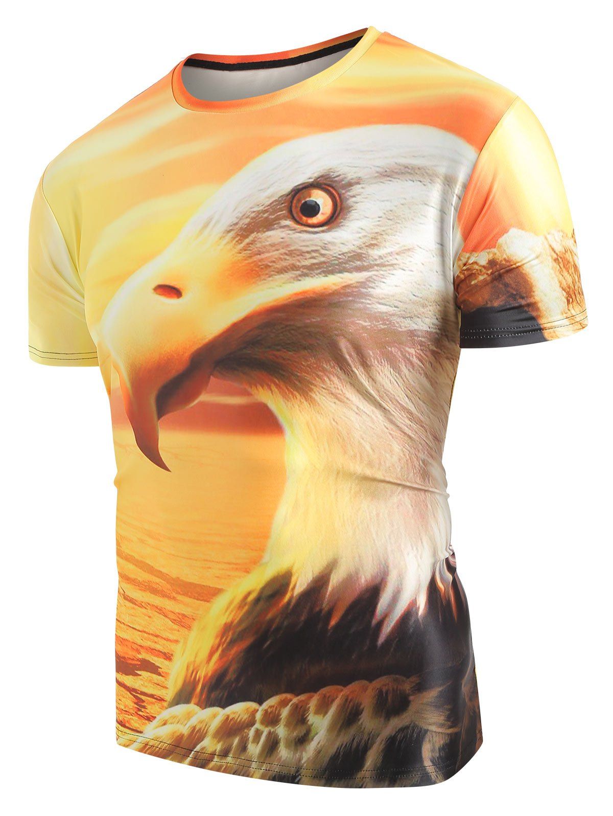 

Eagle Head Print Short Sleeve T-shirt, Rubber ducky yellow