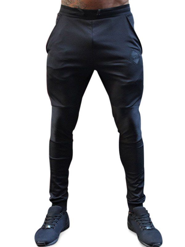

Long Letters Print Drawstring Jogger Pants, Black