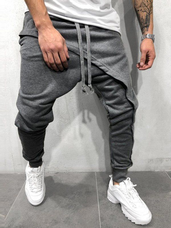 

Drawstring Hip Hop Jogger Pants, Gray