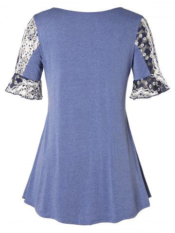 

V Neck Printed Plus Size T-shirt, Light slate blue