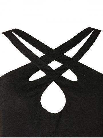 

Asymmetrical Criss Cross Cut Out Plus Size Tank Top, Black