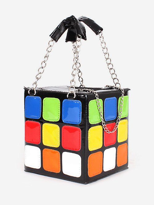 

Magic Cube Chains Design Square Rainbow Hand Bag, Multi-a