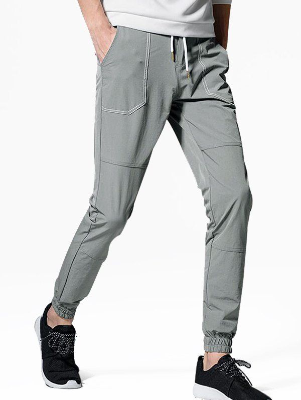 

Drawstring Solid Color Jogger Pants, Dark gray