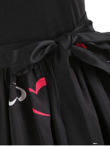 

Heart Print Off The Shoulder Flare Dress, Black