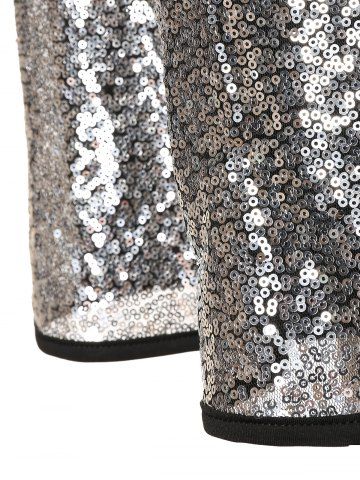 

Plus Size V Neck Bowknot Sequined Party Dress, Black