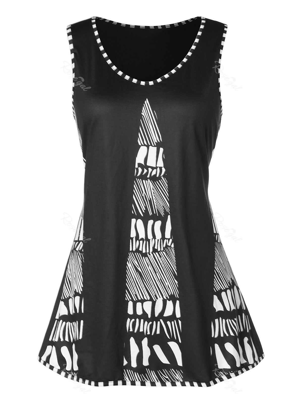 

Abstract Print Plus Size Tank Top, Black