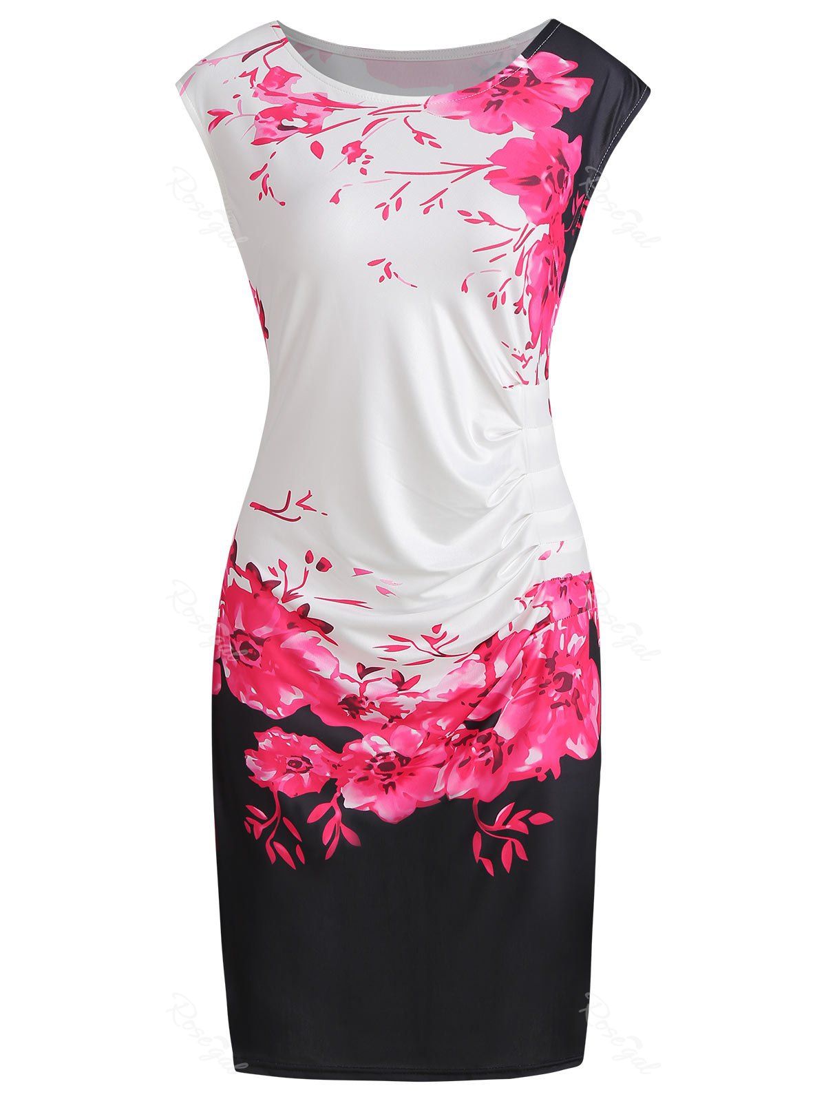 

Plus Size Bodycon Floral Print Dress, Rose red