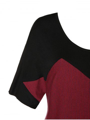 

Plus Size Stripe Asymmetrical T-shirt, Black
