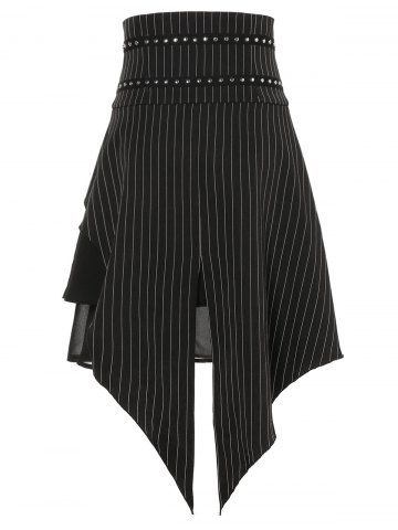 

Tiered Asymmetrical Slit Skirts, Black