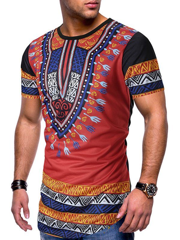 Chic Ethnic Tribal Print Short Sleeves Shirt  