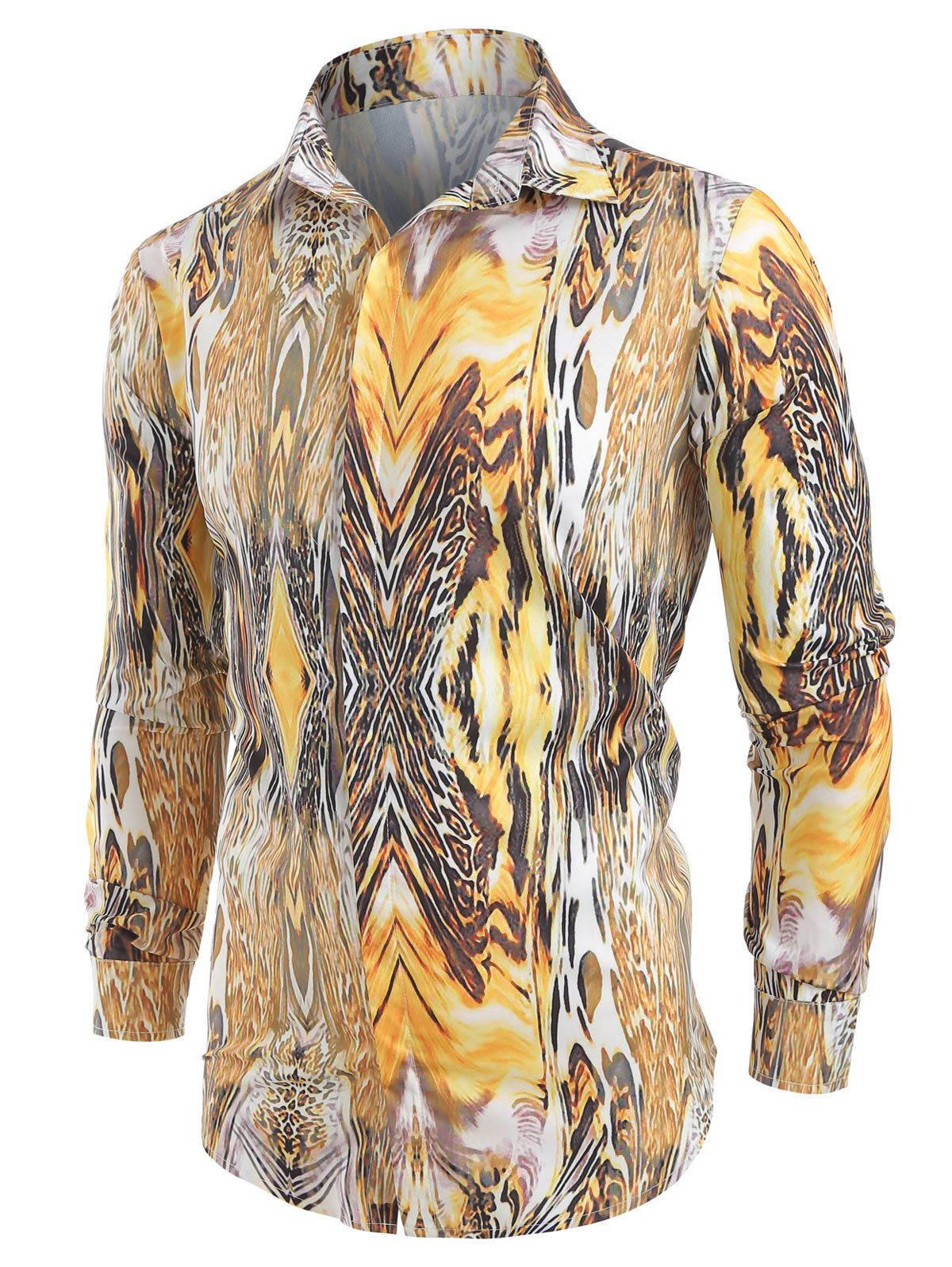 

Long Sleeve Printed Hidden Button Shirt, Multi