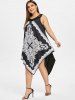Plus Size Printed Sleeveless Asymmetrical Dress -  