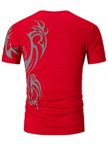 

Tattoo Print Short Sleeves Casual T-shirt, Red