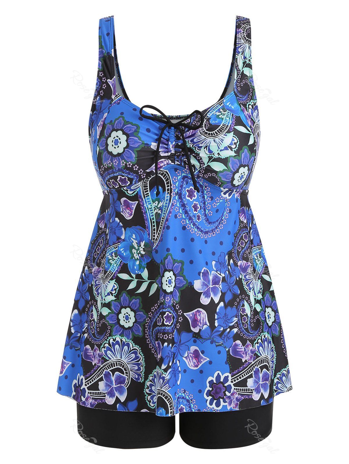 

Plus Size Flower Tankini Sets, Blue