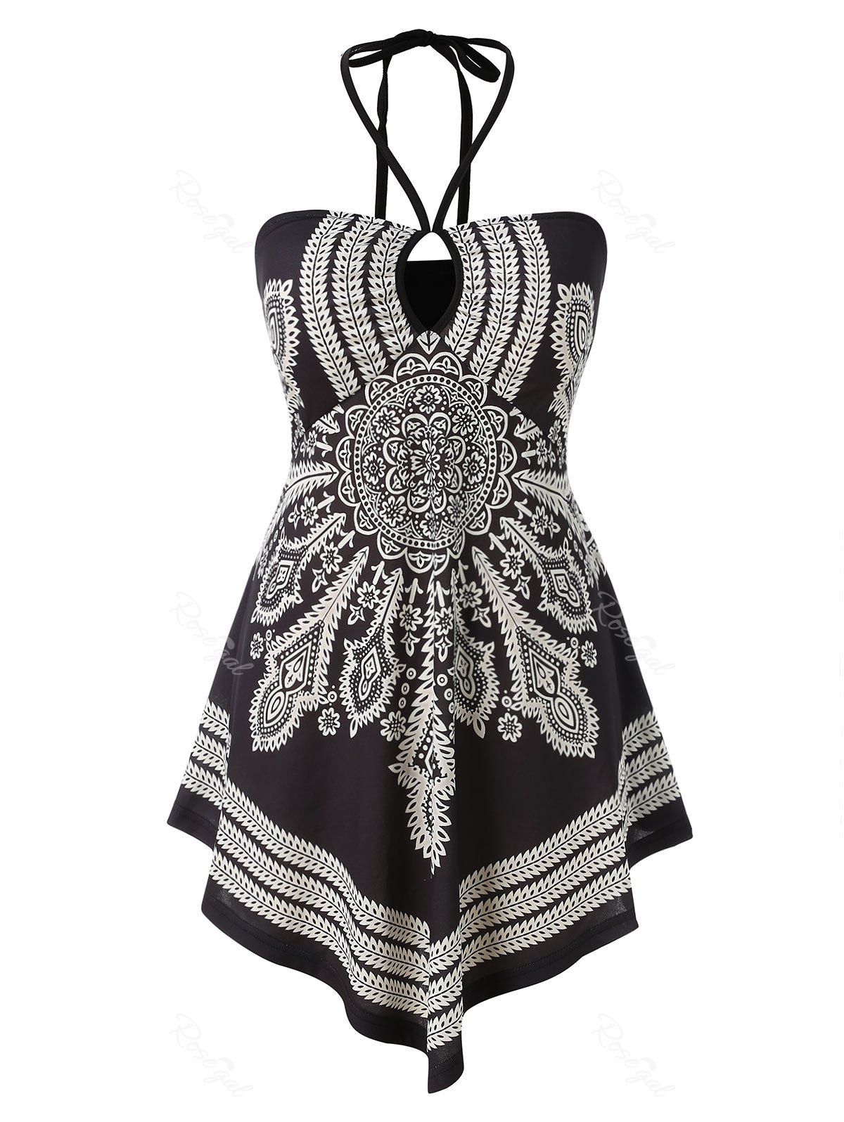 

Plus Size Halter Tribal Print Tank Top, Multi