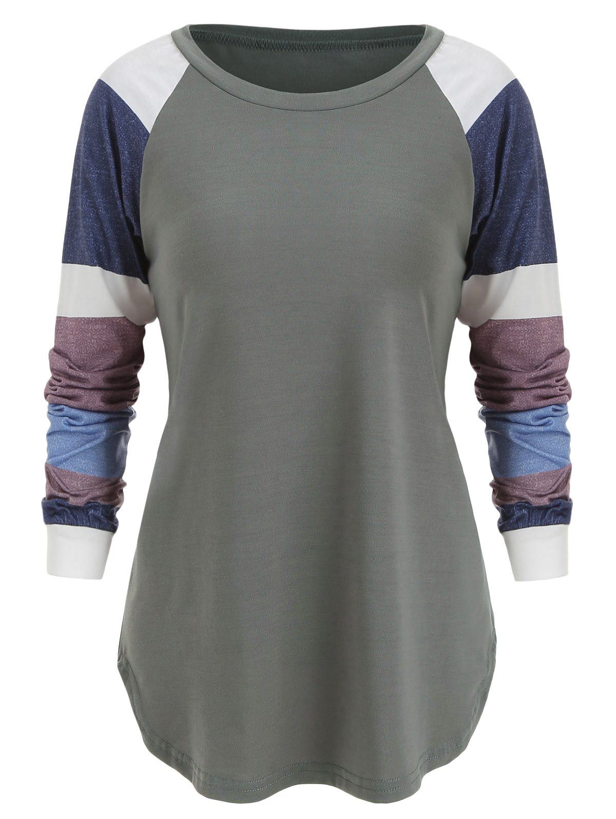 

Raglan Sleeve Color Block Top, Battleship gray