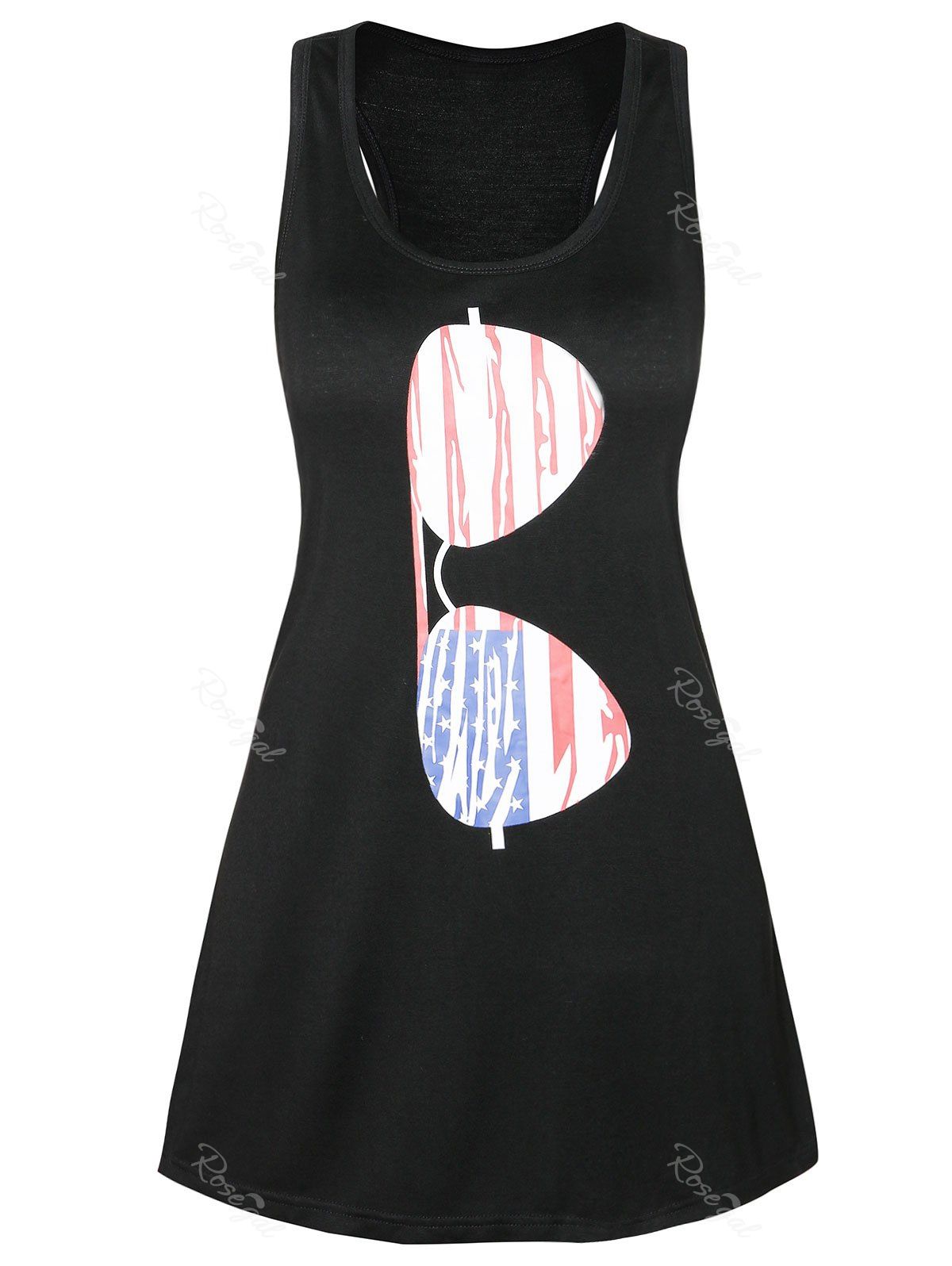 

Plus Size Glasses Print Racerback Tank Top, Black