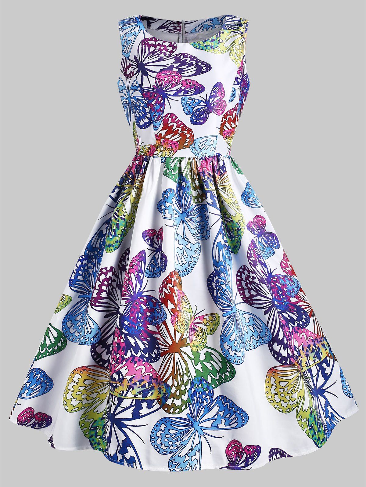 

Vintage Butterfly Print Flare Dress, Multi