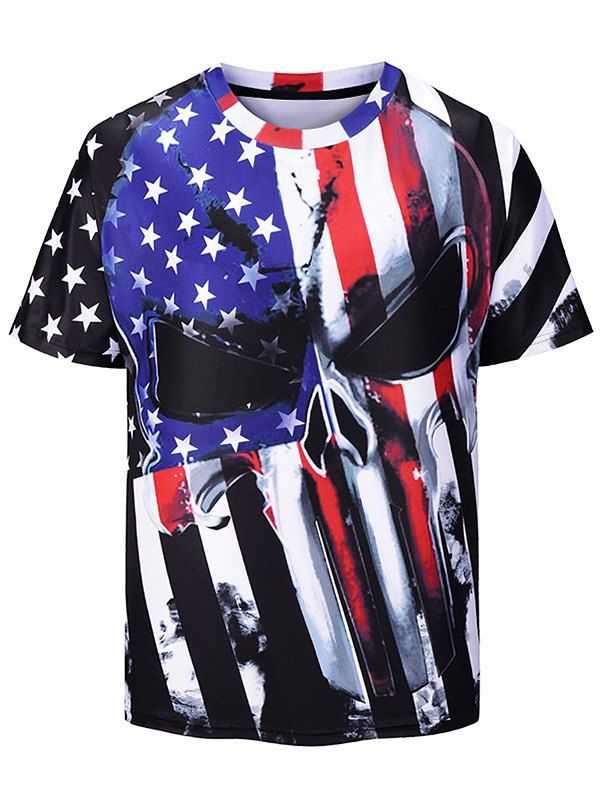 

American Flag Printed Short Sleeves T-shirt, Black