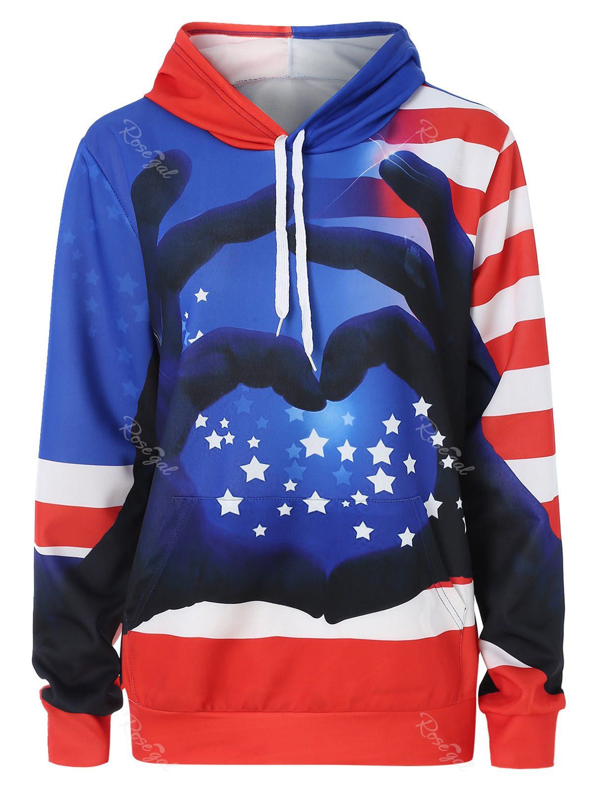 

Plus Size Gesture 3D Print Graphic Hoodie, Multi